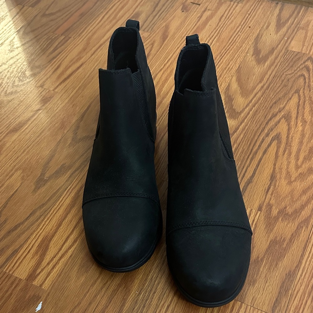 Sorel Evie Pull-on Black LeatherAnkle Booties NWT